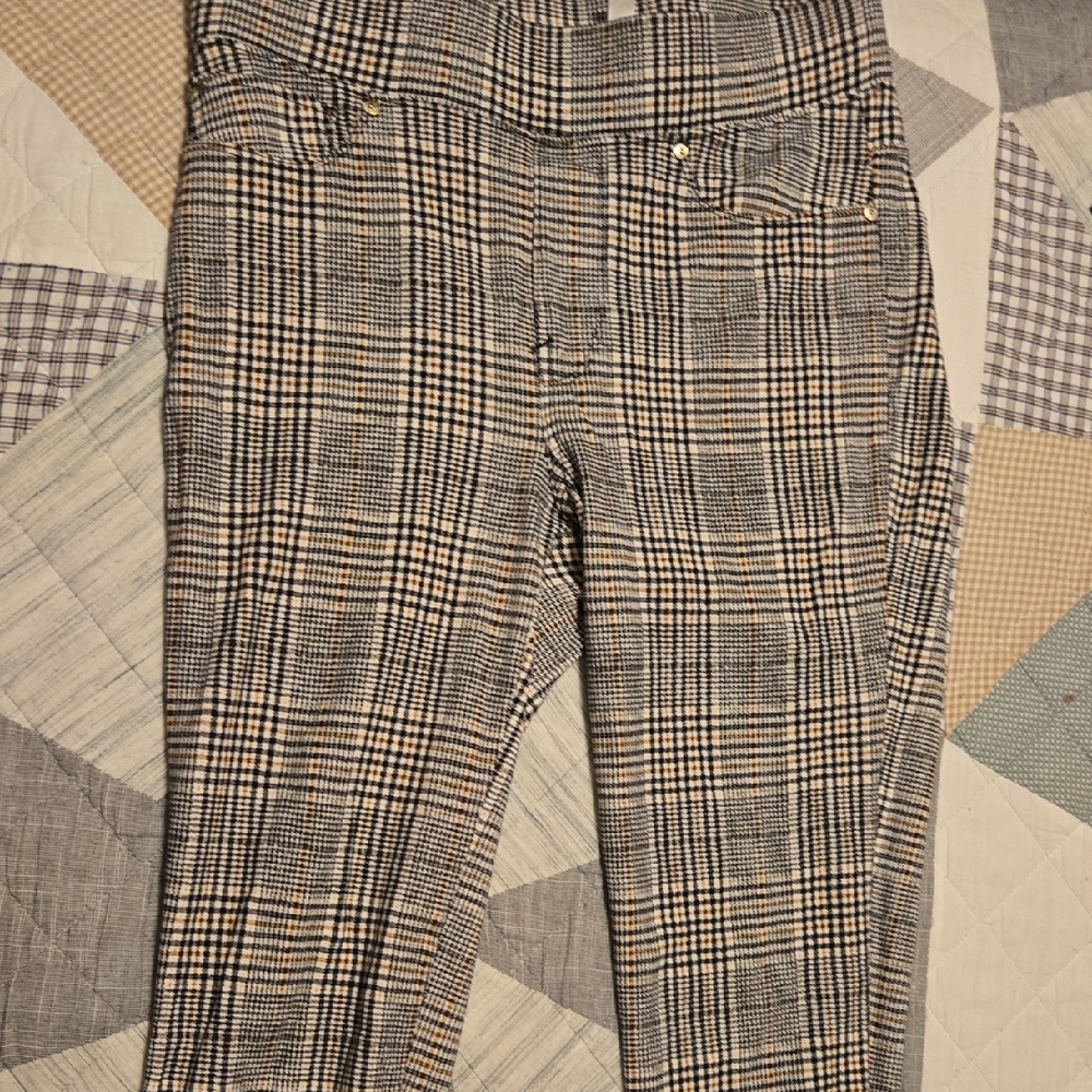 Seven7 Black and Cream Plaid Skinny Pants